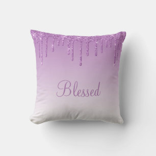 Coussin Blessé Parties scintillant Drip Girly Bling Typogr