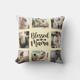Coussin Blessed Mama Fête des Mères Famille Photo Collage
