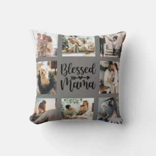 Coussin Blessed Mama Fête des Mères Famille Photo Collage