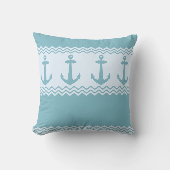 Coussin Bleu Ancre nautique (Recto)