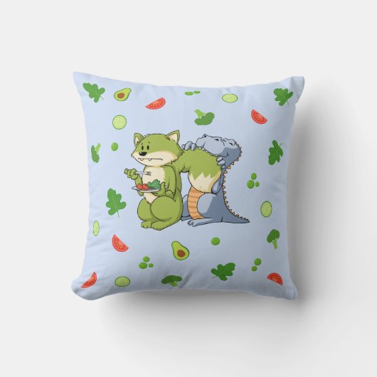 Coussin Bleu Animaux et légumes Enfants Lancer l'oreiller (Recto)