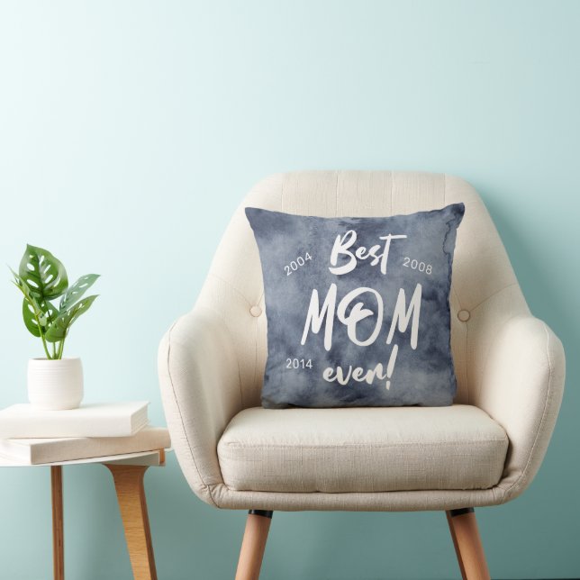 Coussin Bleu Aquarelle Splash Meilleure Maman Fête des Mèr (Chaise)
