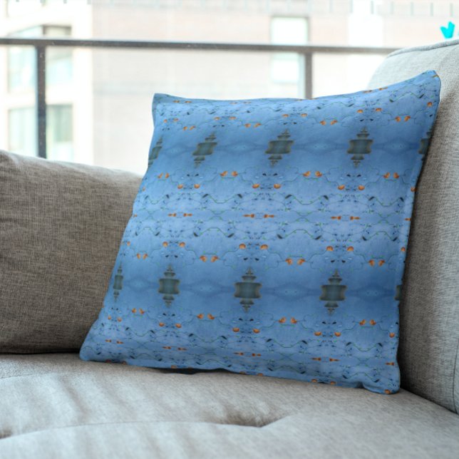 Coussin Bleu Asiatique Oriental littoral d'été lac océan (Créateur téléchargé)