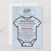 Coussin bleu Baby Boy faire-part de naissance musu (Devant)