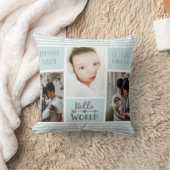 Coussin Bleu Bande Photo Collage Bébé Garçon Statistiques (Couverture)