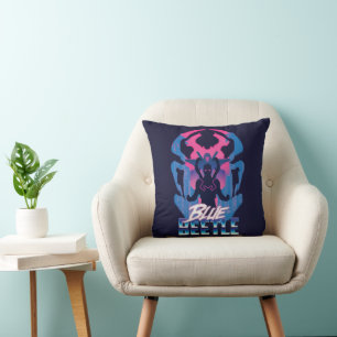 Coussin Bleu Beetle Rétrowave contre graphique