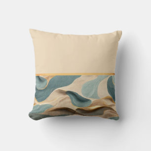 Coussin bleu beige vert vague
