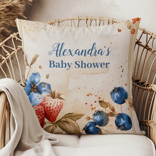 Coussin Bleu Berry baby shower doux (Créateur téléchargé)