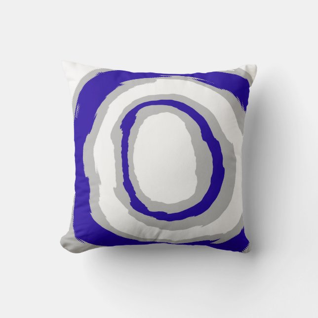 Coussin Bleu, Blanc Art Abstrait (Recto)
