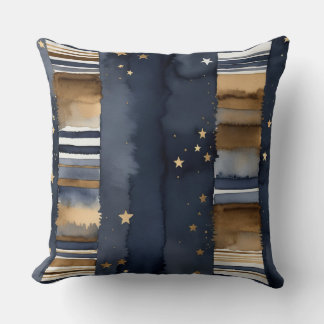 Coussin Bleu blanc et bronze avec étoiles