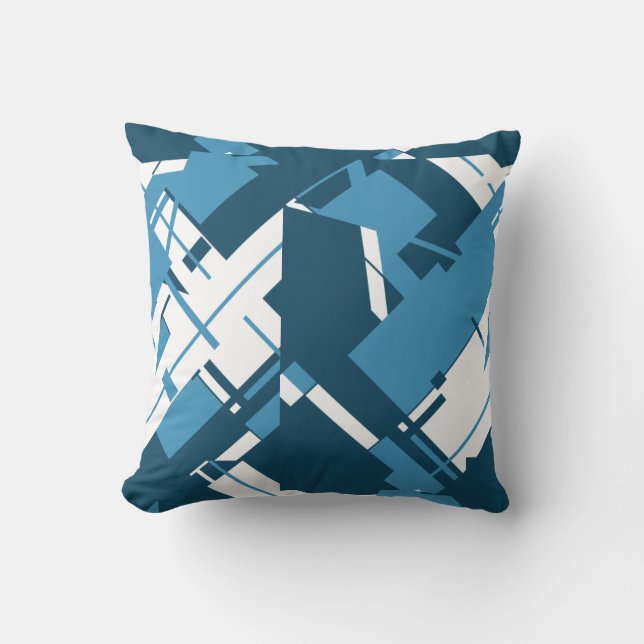 Coussin Bleu blanc foncé Turquose iDiagonal Résumé Concept (Recto)