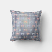 Coussin Bleu Blanc Gingham Rose Bleu Coquette Noeuds Papil (Recto)
