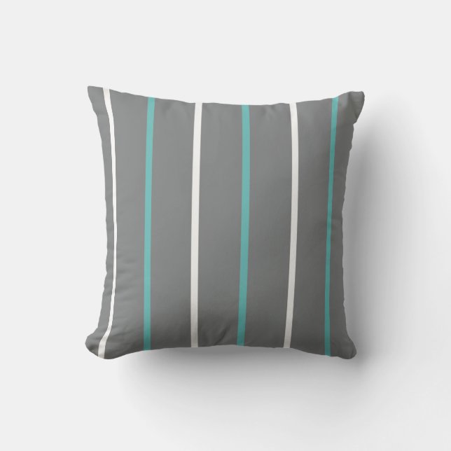 Coussin Bleu blanc gris mince bande verticale (Recto)