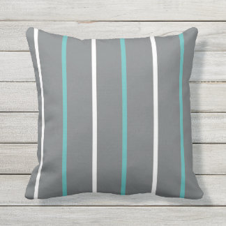 Coussin Bleu blanc gris mince bande verticale