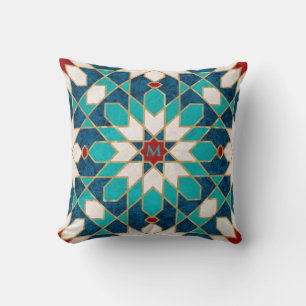 Coussin Bleu Blanc Marbre Rouge Marbre Marocain Mosaïque M