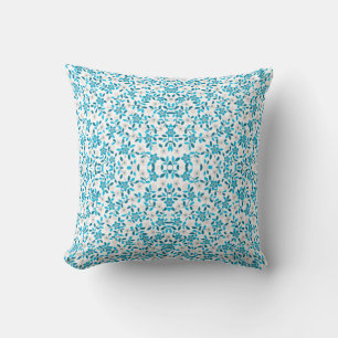 Coussin Bleu blanc mignon fleurs printanières sans couture