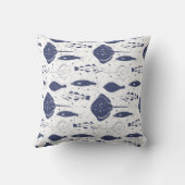 Coussin Bleu blanc Motif sur le filet de pêche Wavy (Verso)