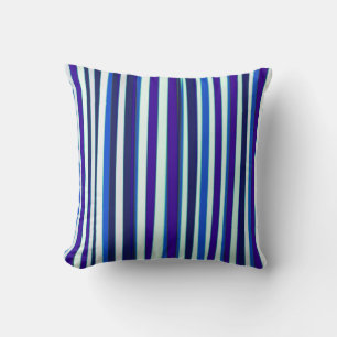 Coussin Bleu blanc Rayé Abstrait peinture acrylique