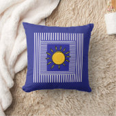 Coussin Bleu Blanc Rayures Centre Soleil (Couverture)