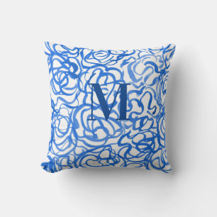 Coussin Bleu Blanc Unique Aquarelle
