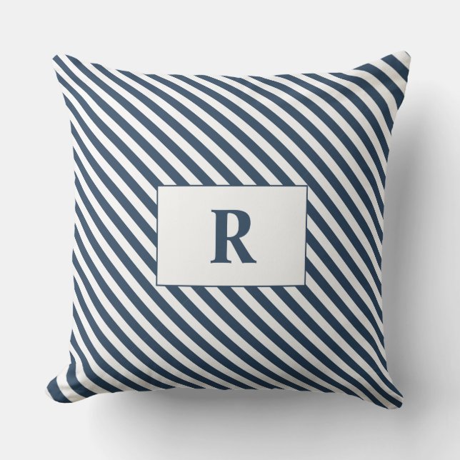 Coussin Bleu/Blancs monogrammes Lancer l'oreiller (Recto)