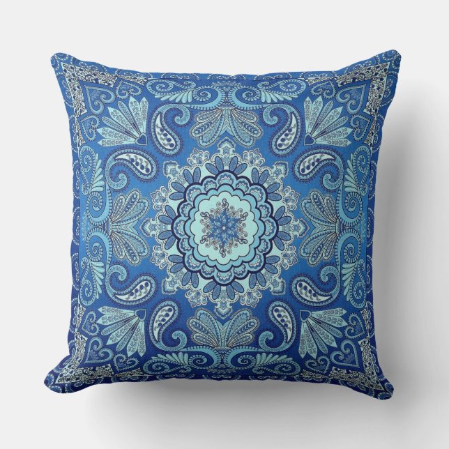 Coussin Bleu Blend Bandana Design Pays (Recto)