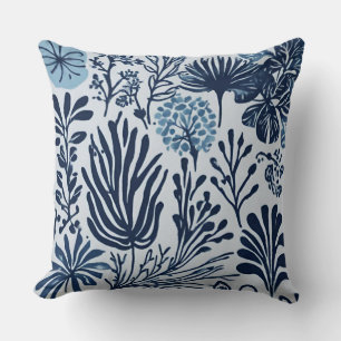 Coussin Bleu bleu clair de la marine Design botanique