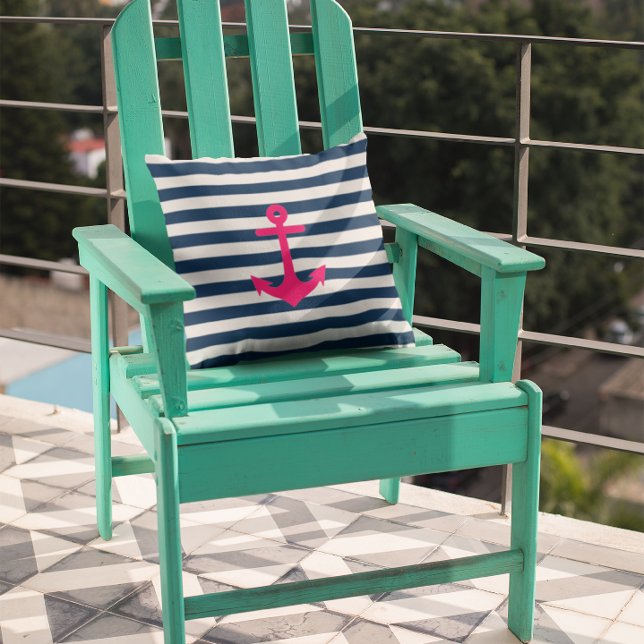 Coussin Bleu bleu marine Ancres nautiques (Créateur téléchargé)