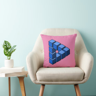 Coussin Bleu Bleu Rose Impossible Triangle Blocs