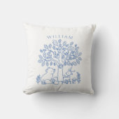 Coussin Bleu Bois Animaux Et Arbre (Recto)