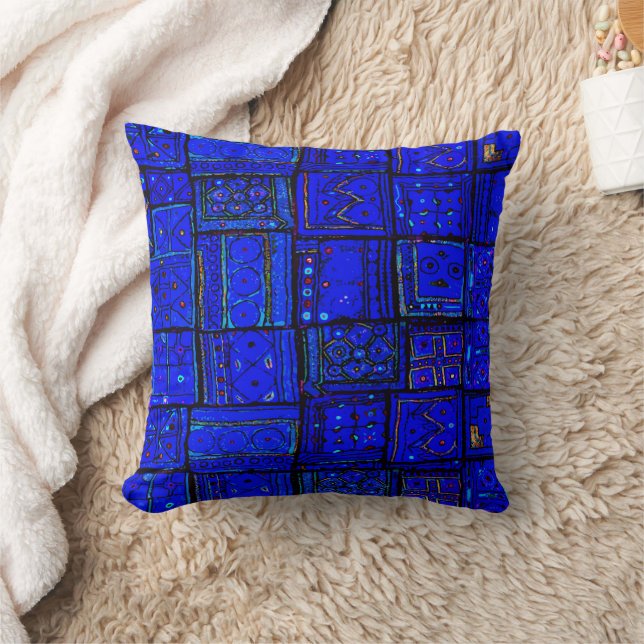 Coussin Bleu Calme Indigo Style Marocain Jeu d'oreiller (Couverture)