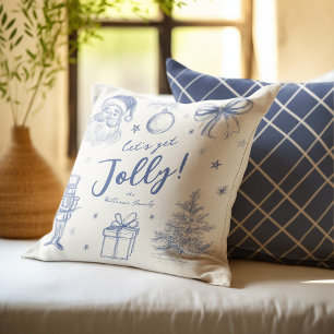 Coussin Bleu Capricieux Noël Vintage Férié