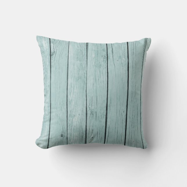 Coussin Bleu Chic Bois rustique (Recto)