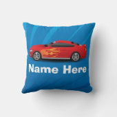 Coussin Bleu clair avec Red Sports Voitures Flames Enfants (Verso)