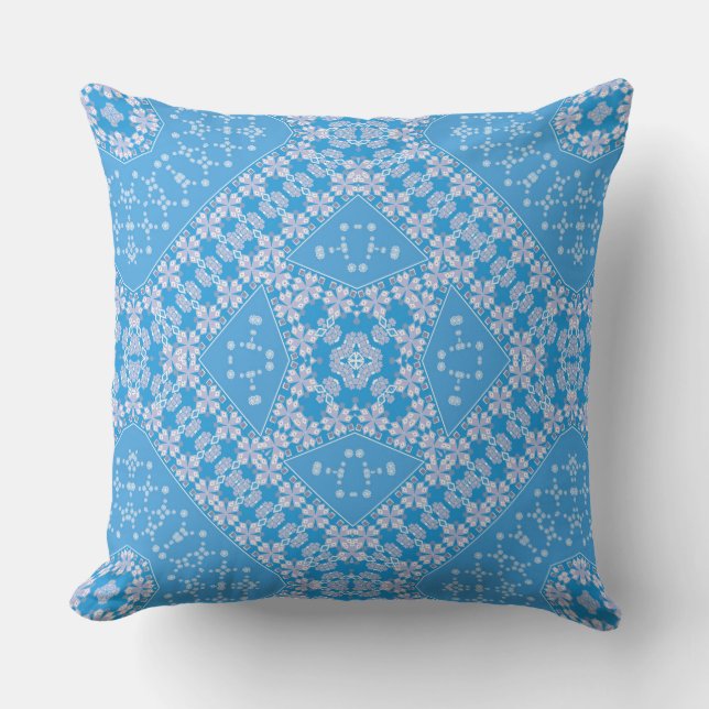 Coussin bleu clair beau décor rétro tendance (Recto)