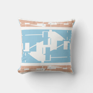 Coussin Bleu clair Corail blanc Motif Mosaïque méditerrané