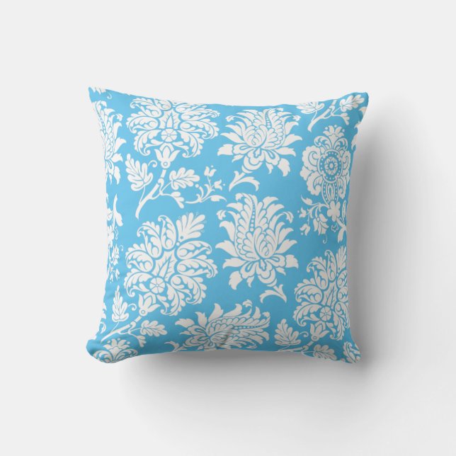 Coussin Bleu clair Damas (Recto)