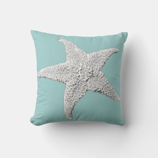 Coussin bleu-clair d'étoiles de mer (Recto)