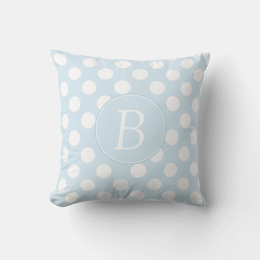 Coussin bleu-clair et blanc décoré d'un monogramme (Recto)