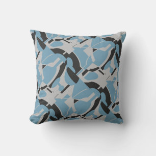 Coussin Bleu clair gris noir Diagone MCM Look Art Imprimer