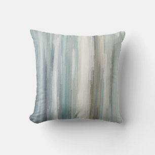 Coussin Bleu clair gris sarcelle marron rayure abstraite