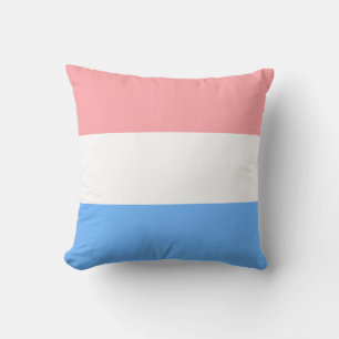 Coussin Bleu Clair Rose & Blanc Couleurs Pastel Rayures