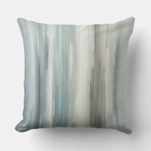 Coussin Bleu clair sarcelle gris marron rayure abstraite