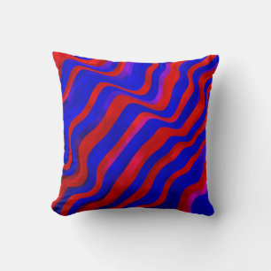 Coussin Bleu clair, texture rouge avec lignes cirées. Dégr