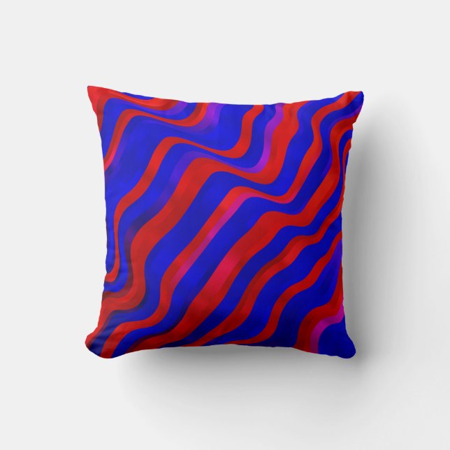 Coussin Bleu clair, texture rouge avec lignes cirées. Dégr (Recto)