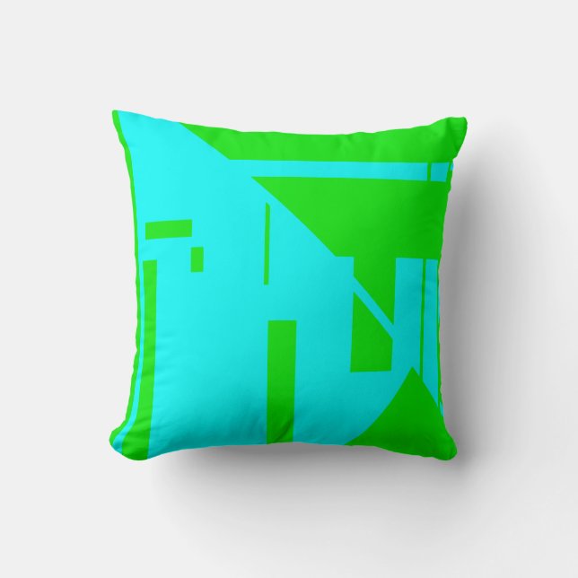 Coussin Bleu clair, Vert citron Conception abstraite géomé (Recto)