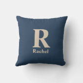 Coussin Bleu Classique Et Vanille Initial/Premier/Nom De F (Verso)