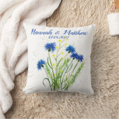 Coussin Bleu cornflowers aquarelle fleurie joli Mariage (Couverture)