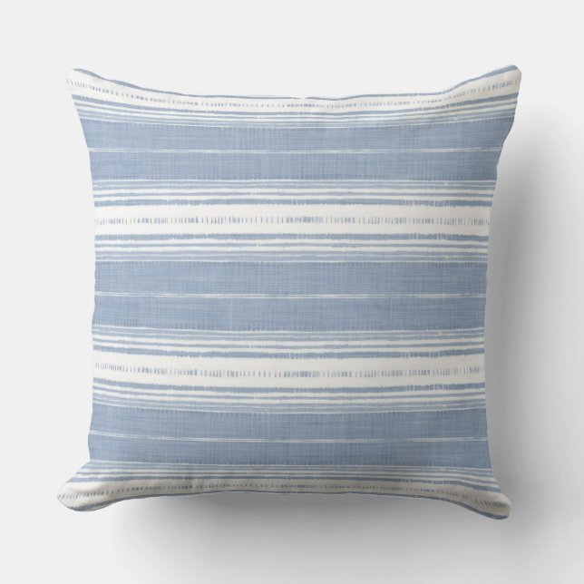 Coussin Bleu côtier et blanc rayé (Recto)