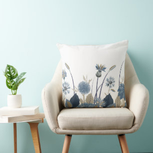 Coussin Bleu Dahlias Cornflower